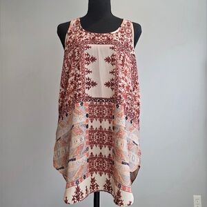 Mossimo Supply Co. Burgundy and Cream Patterned Top